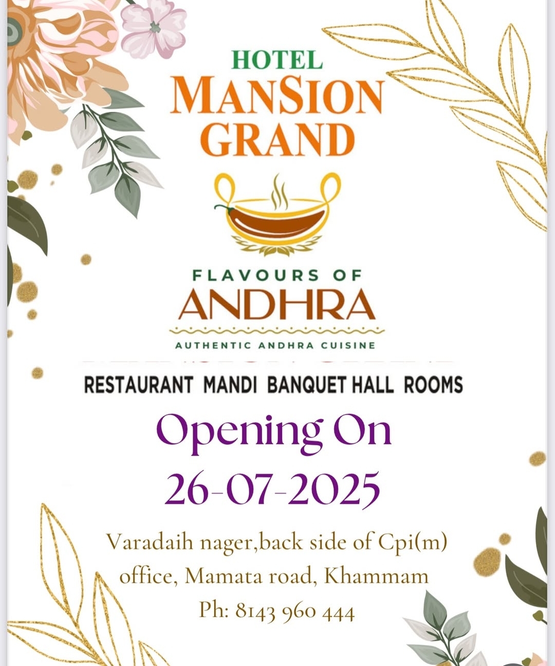 Hotel Mansion Grand β Flavours of Andhra in Khammam